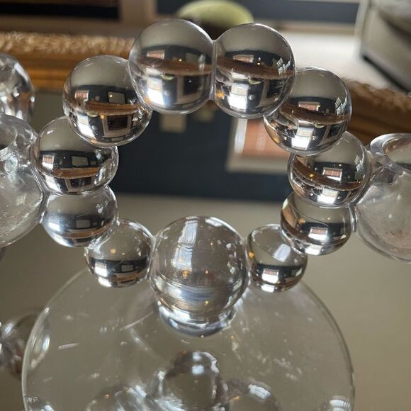 Bubble Glass Double Taper Candle Holders x 2 - Picture 10 of 12